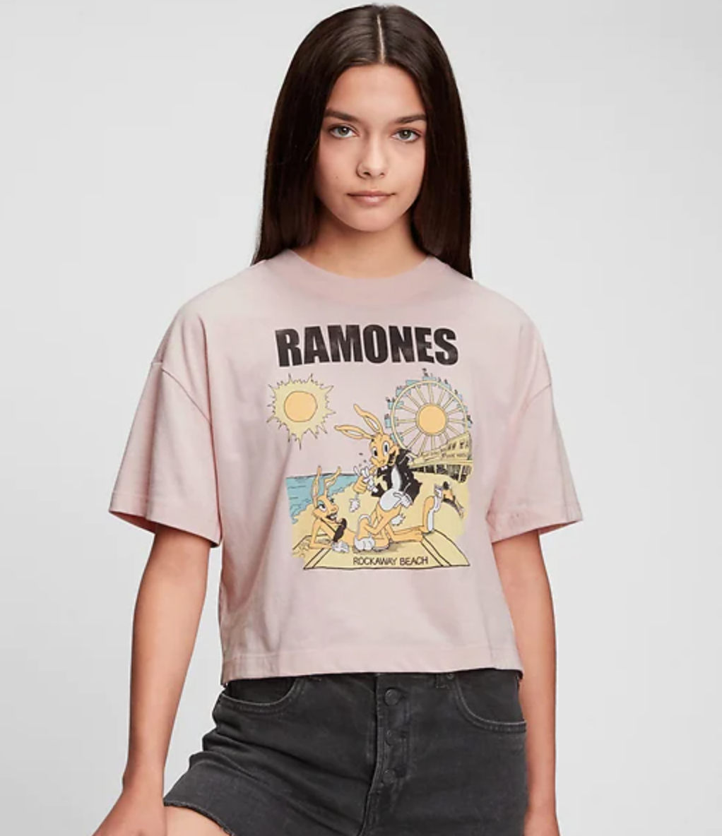 Teen band graphic boxy t-shirt. Png